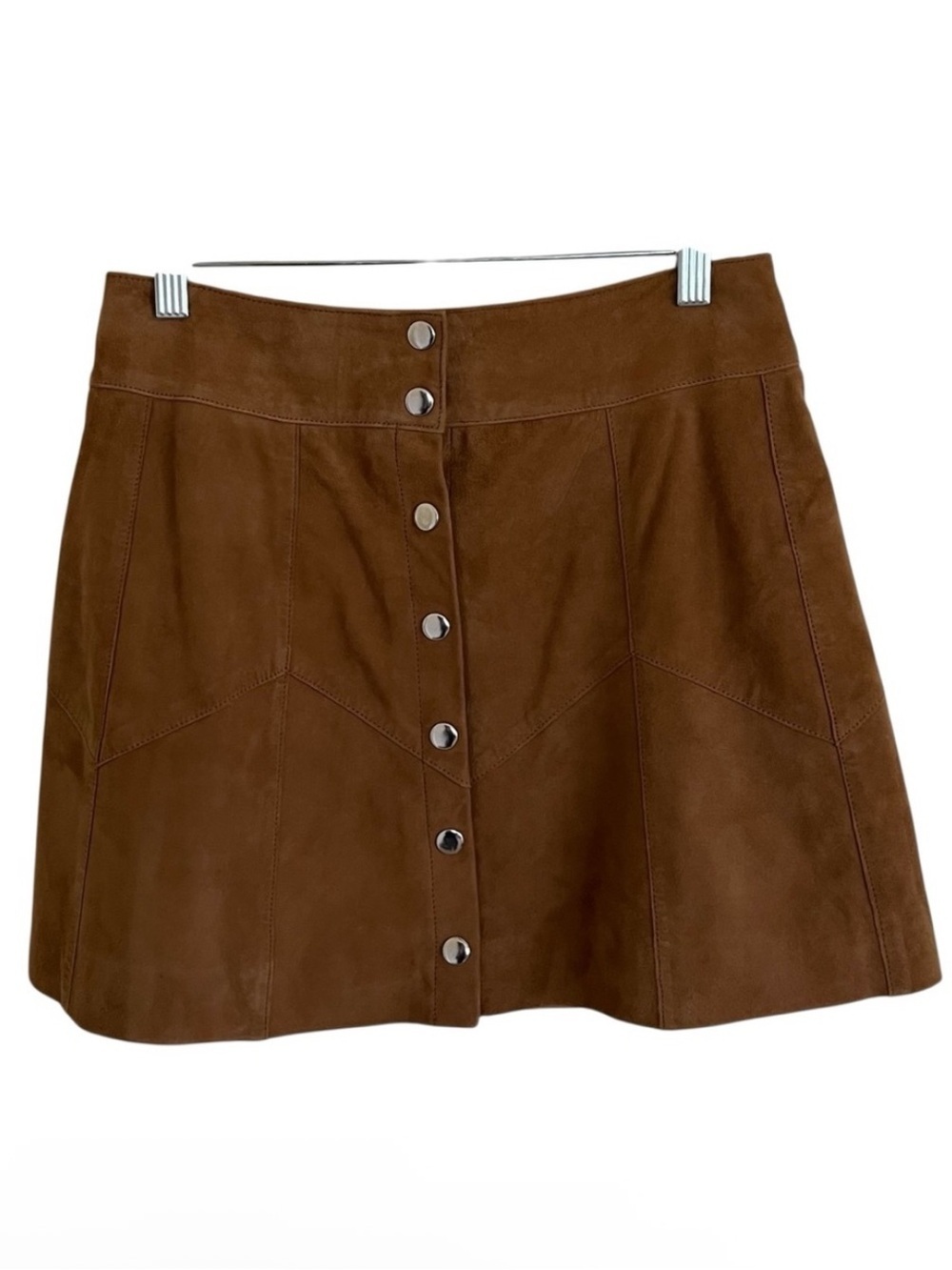 Sezane Tan Suede Leather Bellina Skirt NWT US 4